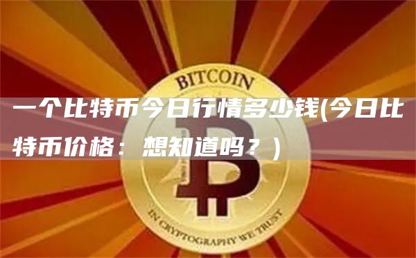 一个比特币今日行情多少钱 - 今日比特币价格：想知道吗？